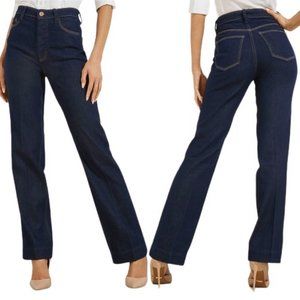 Guess 80's Straight High Rise Jeans in Refined Rinse Dark Indigo Wash Denim